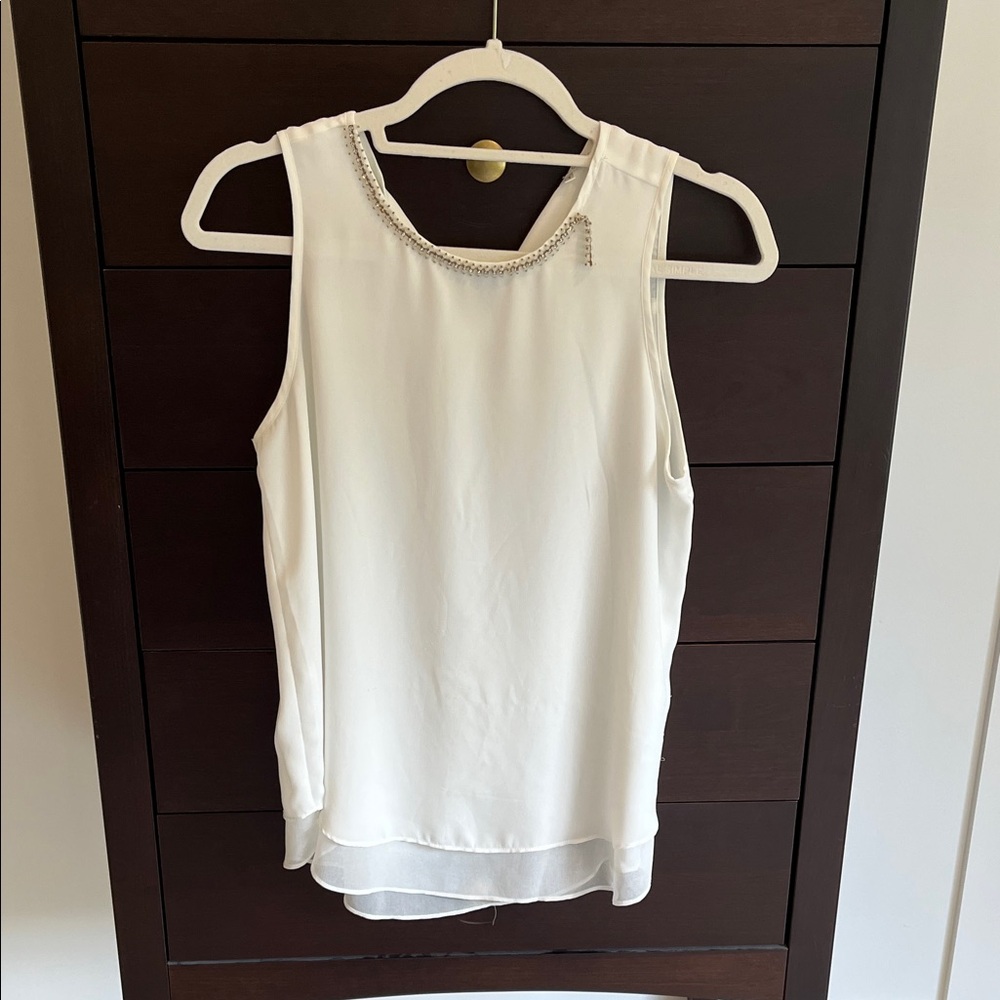Violet & Claire White Embellished Tank Top